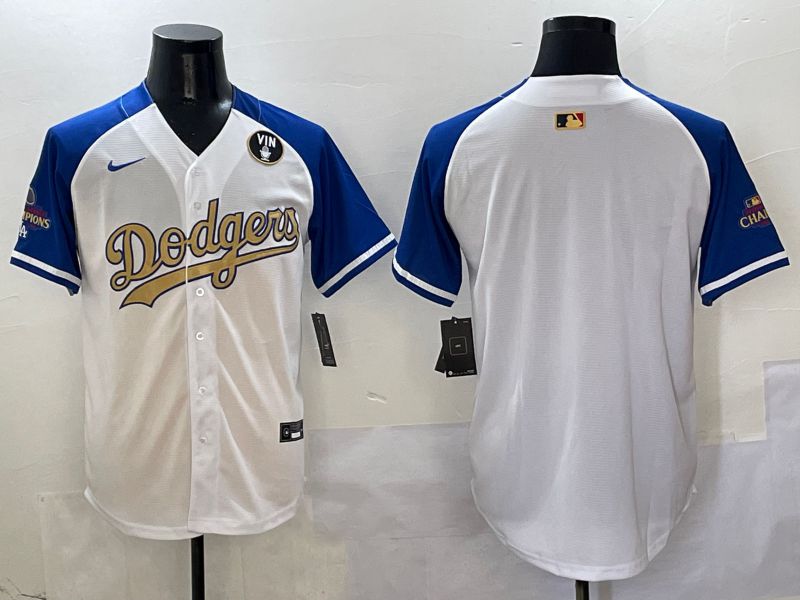 Men Los Angeles Dodgers Blank White Blue Gold Game Nike 2025 MLB Jersey style 4293->los angeles dodgers->MLB Jersey